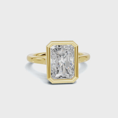 Modern 3 CT Radiant Cut Bezel Solitaire Ring