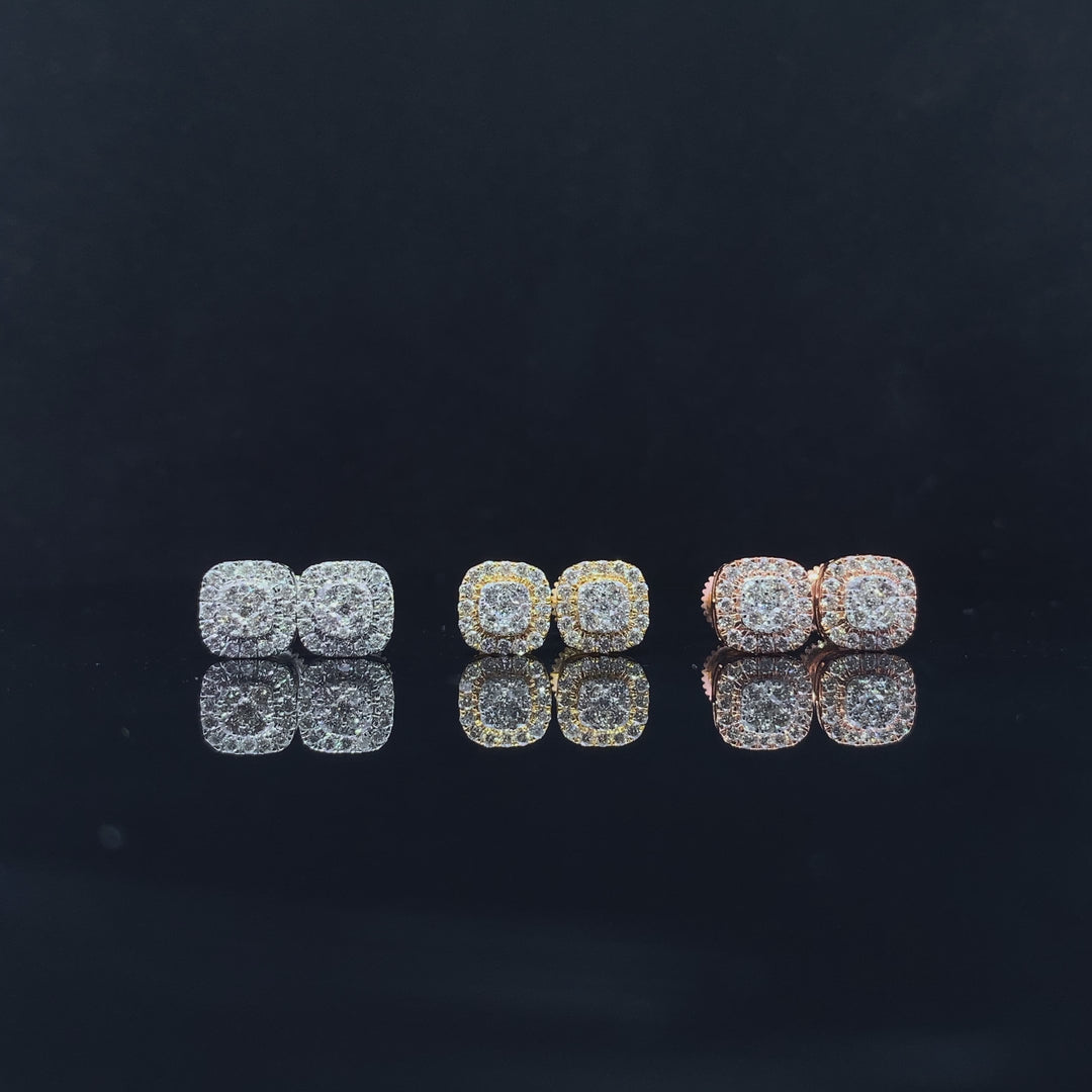 Square Halo Diamond Earrings