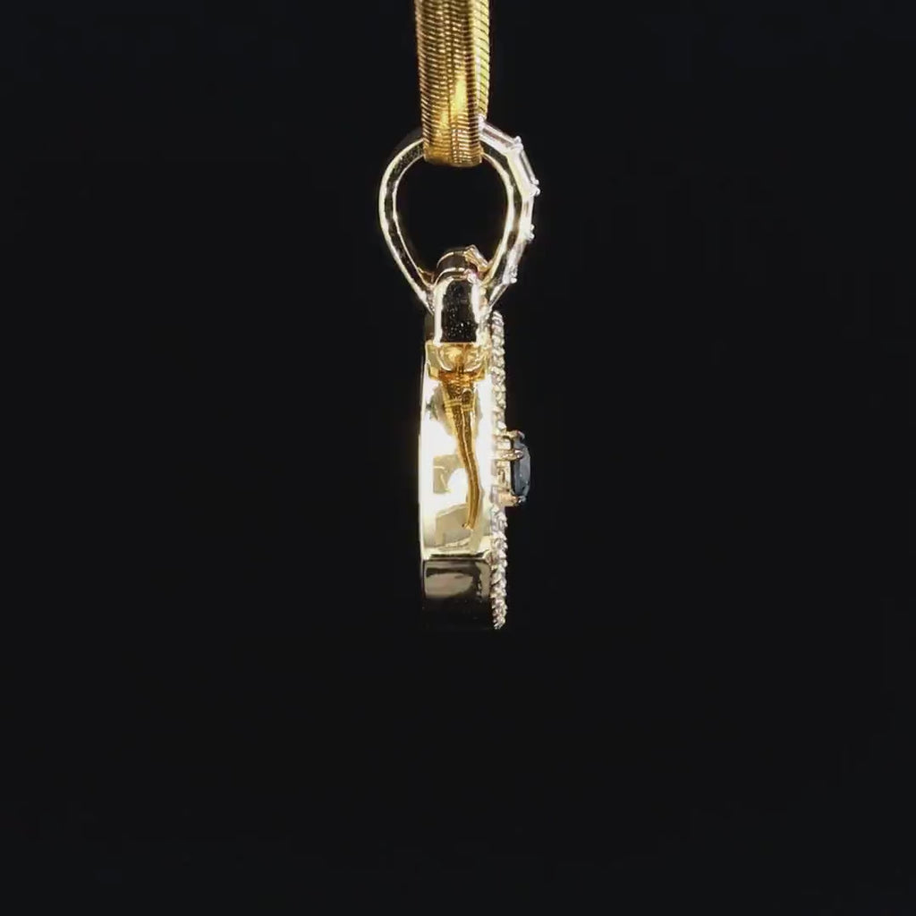 Natural Diamond Baguette Evil Eye Pendant 14K Gold