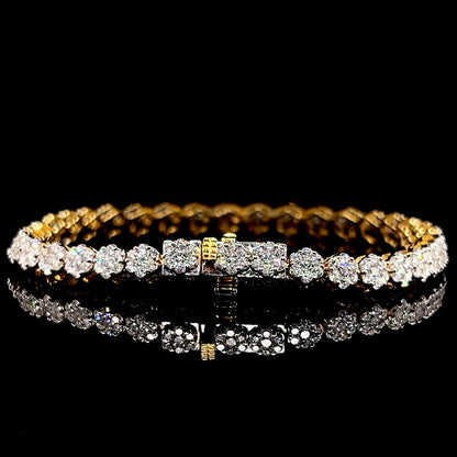 VVS Diamond Flower Set Gold Bracelet