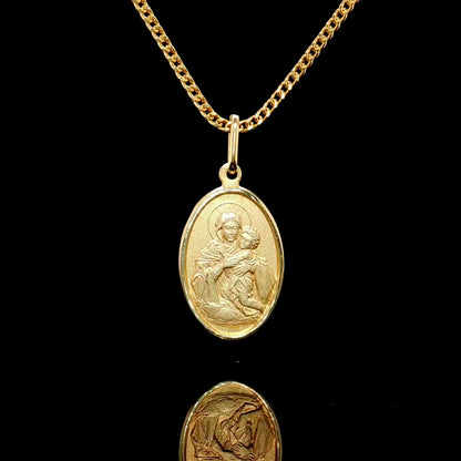 14K Gold Mother Mary Medallion