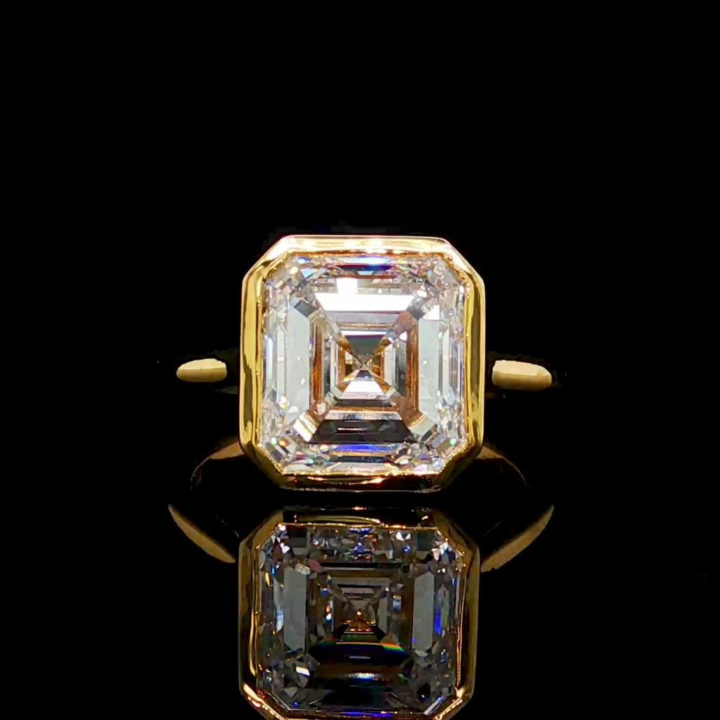 5CT Bezel Set Asscher Cut Diamond Ring