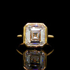 5CT Bezel Set Asscher Cut Diamond Ring