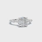 2.5 CT Oval Diamond Ring with Marquise Leaf Accents