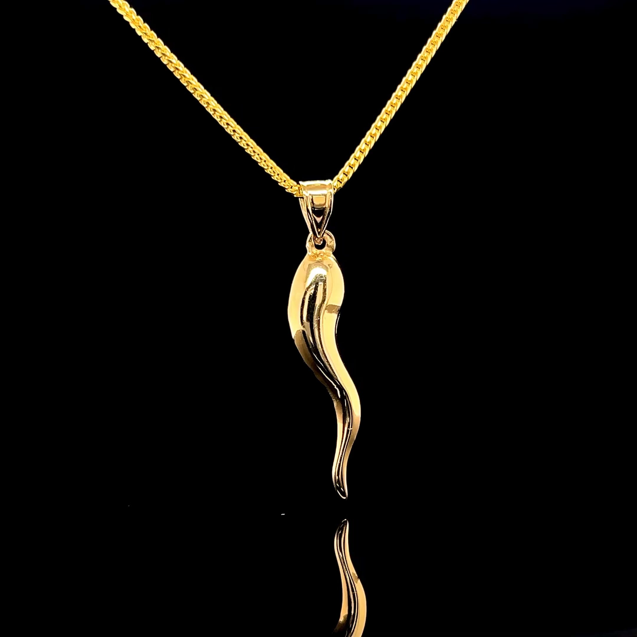 Hypoallergenic Fine Jewelry Gift Lucchetta 14K Italian Gold Horn