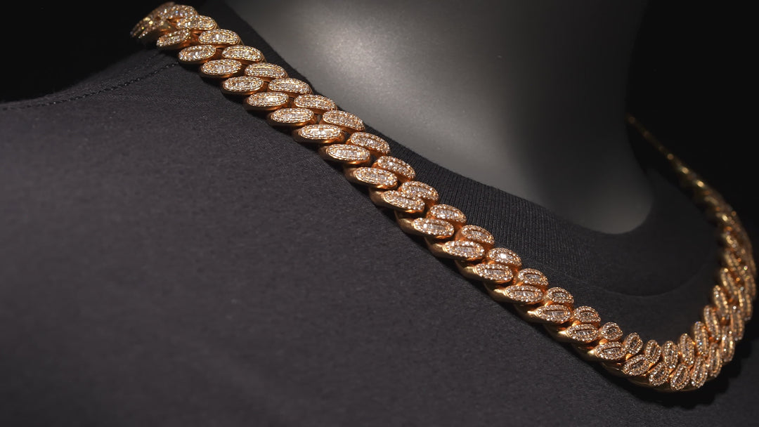 14MM Baguette Diamond Cuban Link Chain