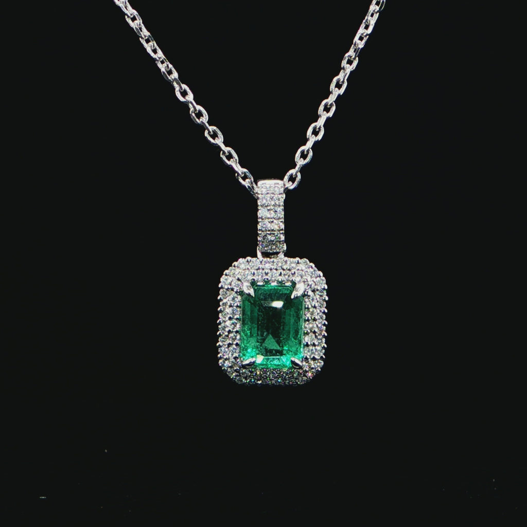 Square Emerald Diamond Necklace