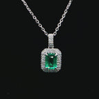 Square Emerald Diamond Necklace
