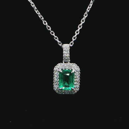 Square Emerald Diamond Necklace