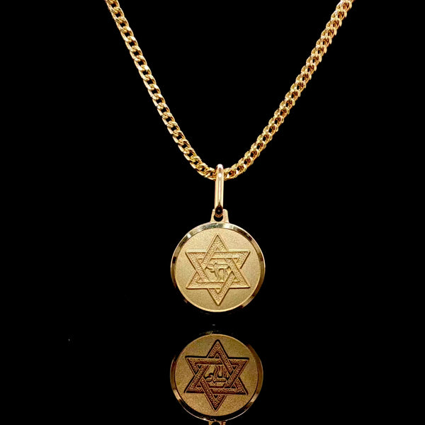 14K Solid Star of David Medallion