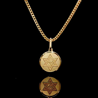 14K Solid Star of David Medallion