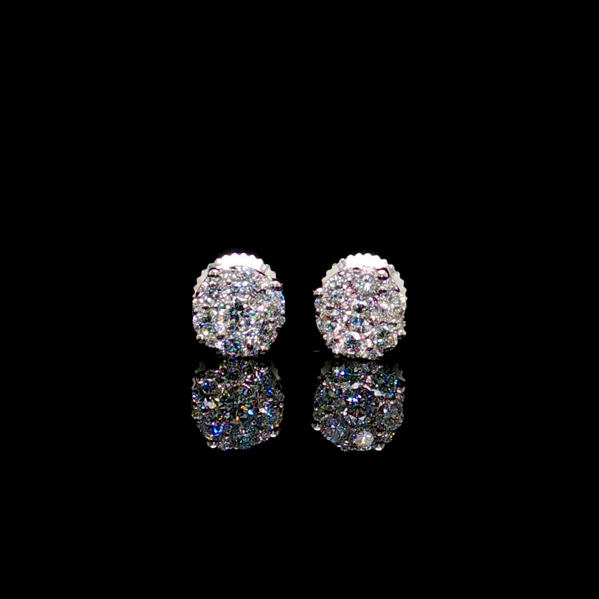 6MM Lab Diamond Cluster Earrings 14K Gold