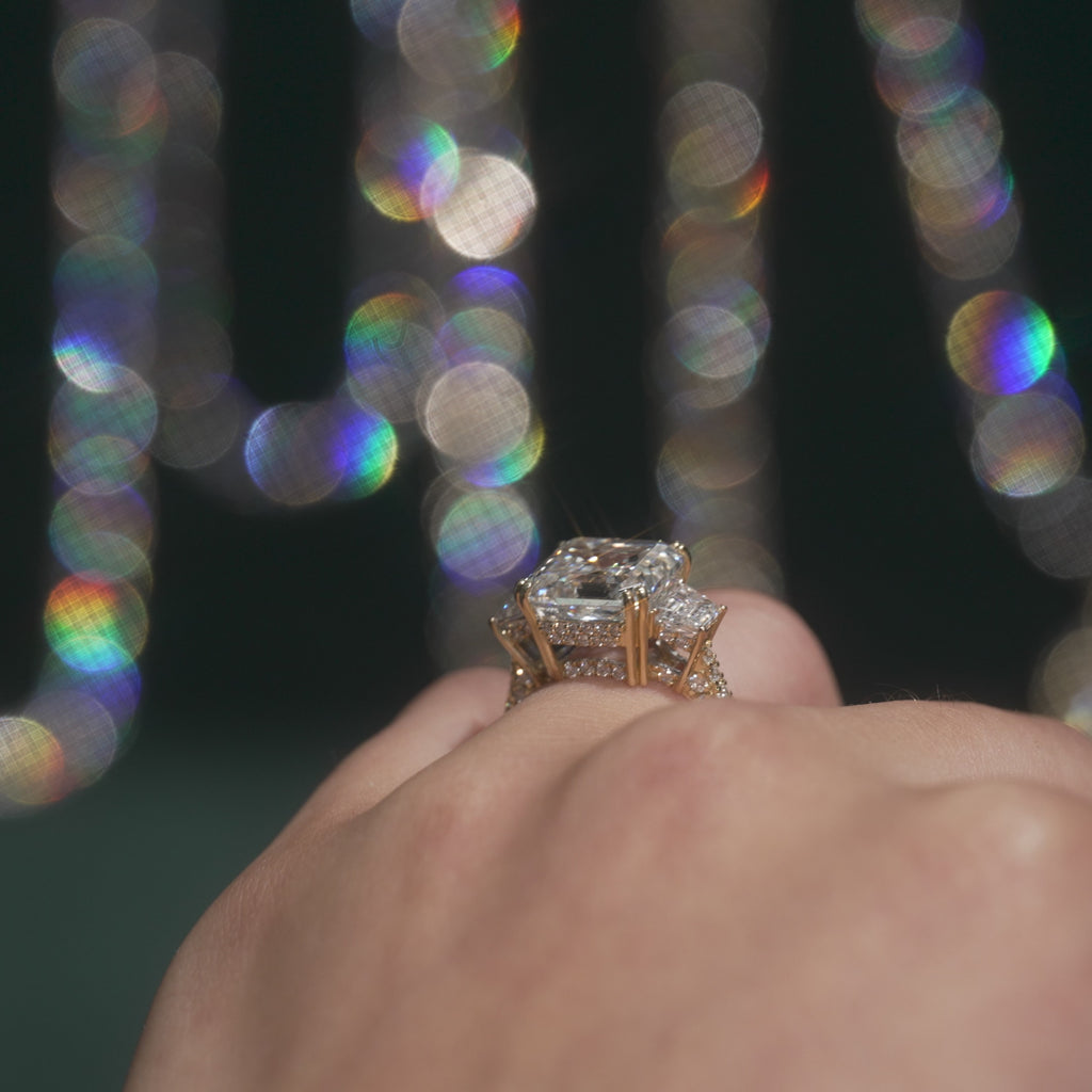 Asscher Cut Hidden Halo Engagement Ring