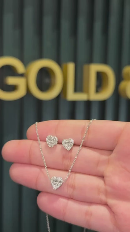 Diamond Heart Earrings and Chain Set