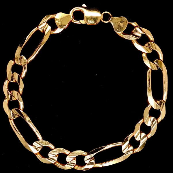 10MM Solid Figaro Bracelet 14K Gold