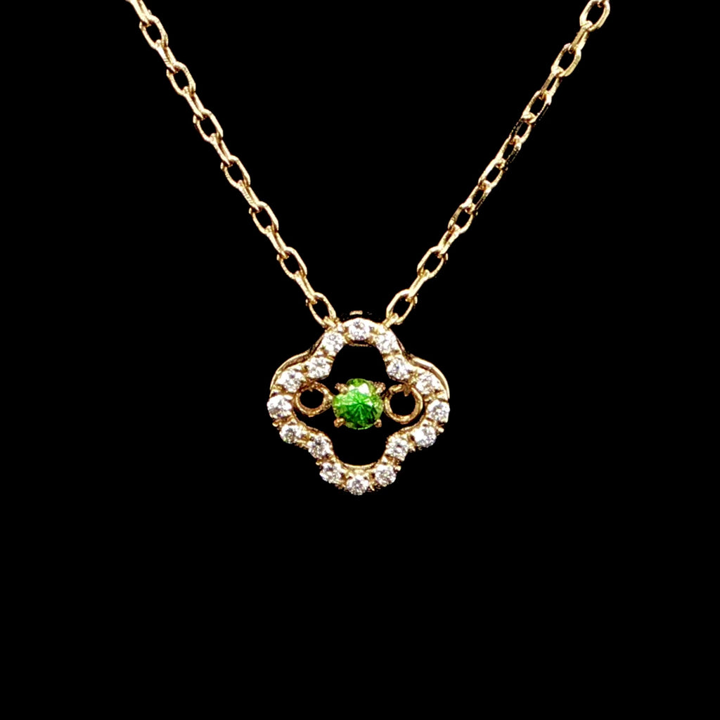 Clover Emerald and Diamond Charm Necklace