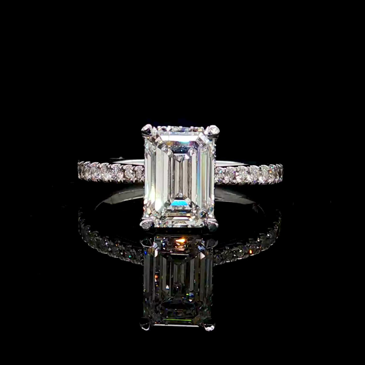 2CT Emerald Diamond Engagement Ring