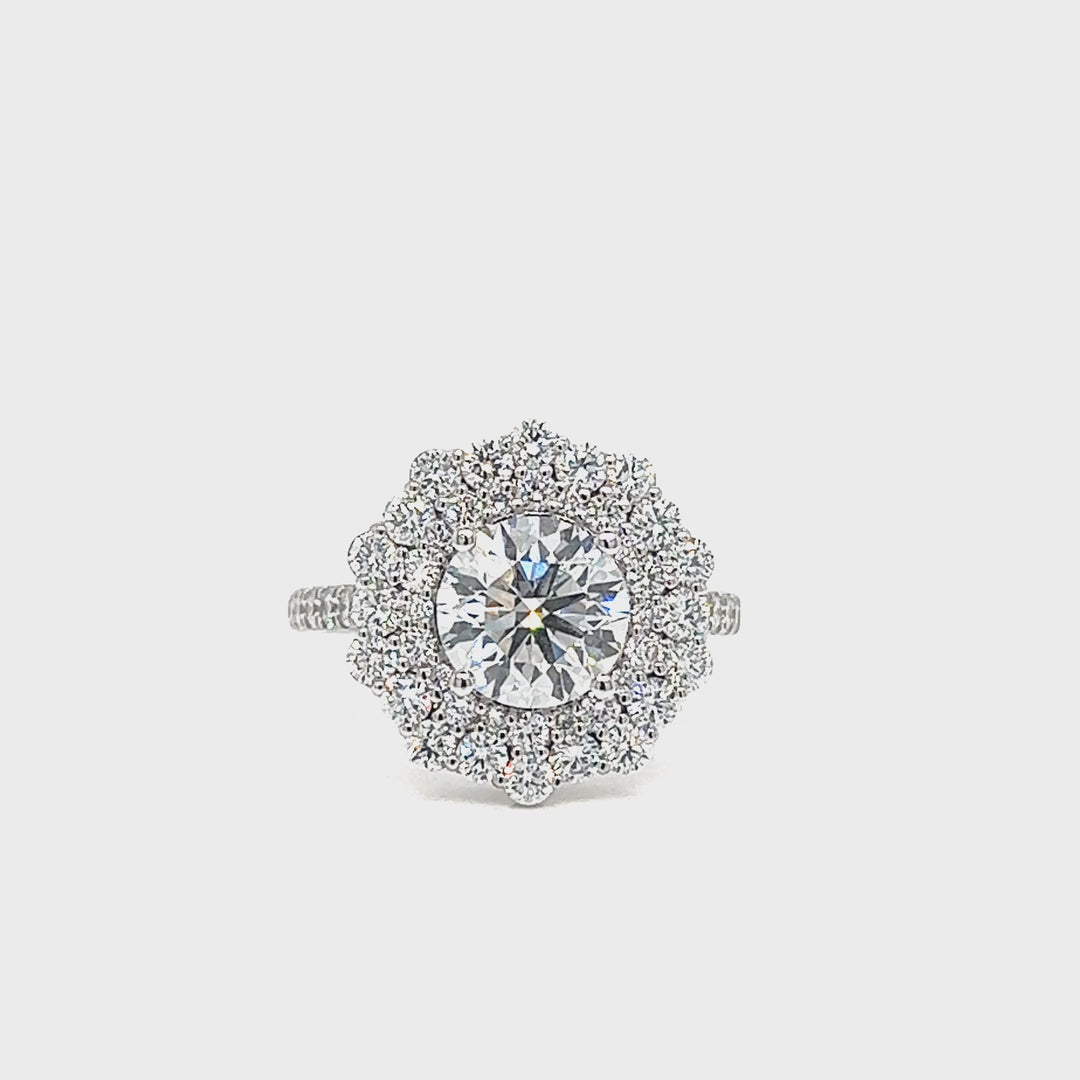 Round Brilliant-Cut Lab Diamond Flower Ring