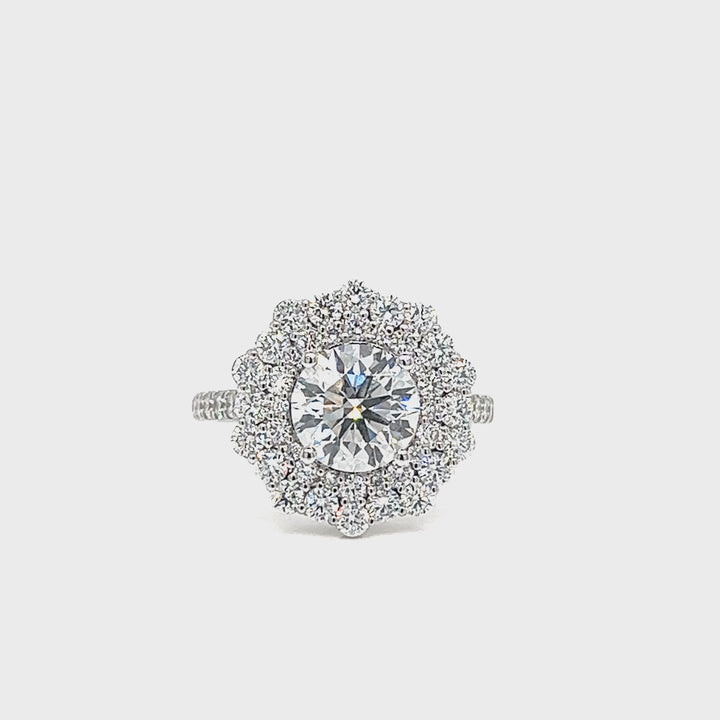 Round Brilliant-Cut Lab Diamond Flower Ring