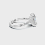 4 CT Radiant Cut Pavé Diamond Ring with Hidden Halo