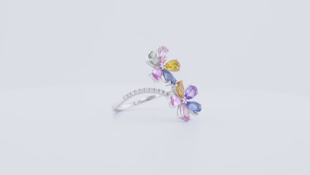 MULTI SAPPHIRE FLOWER RING