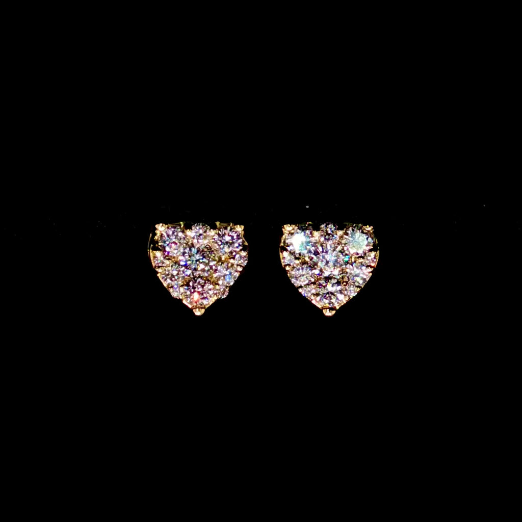 7MM Lab Diamond Heart Earrings 14K Gold