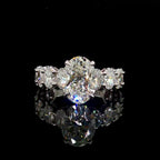 6CT Oval Cut Diamond Engagement Ring with Oval Diamond Band