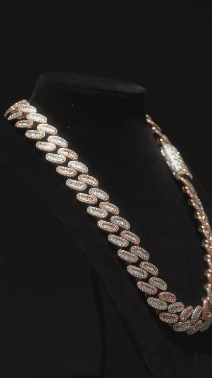 18MM Round and Baguette Diamond Cuban Chain