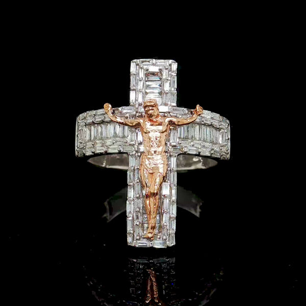 2 CT Diamond Crucifix Mens Ring 14k Gold