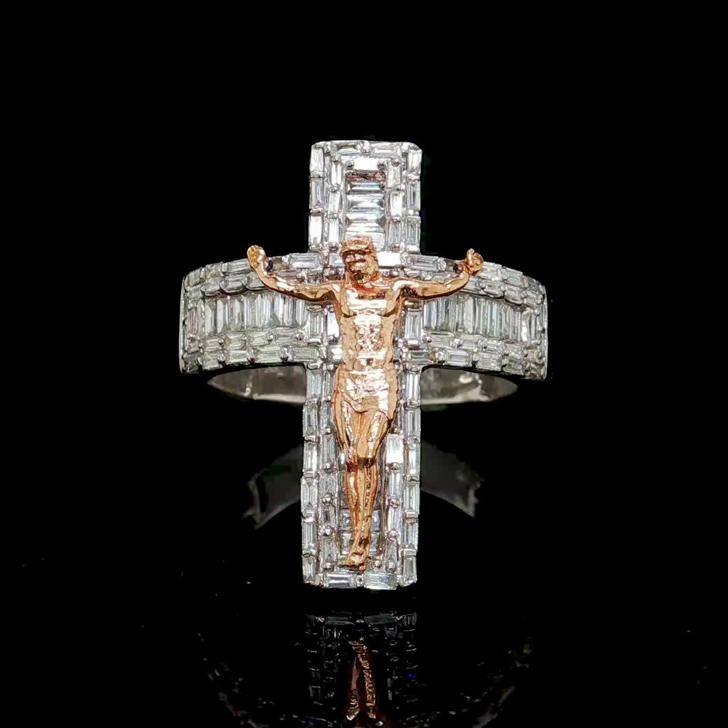 2 CT Diamond Crucifix Mens Ring 14k Gold