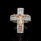 2 CT Diamond Crucifix Mens Ring 14k Gold