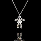 Diamond Girl Pendant Necklace 14K White Gold