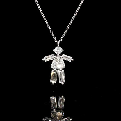 Diamond Girl Pendant Necklace 14K White Gold
