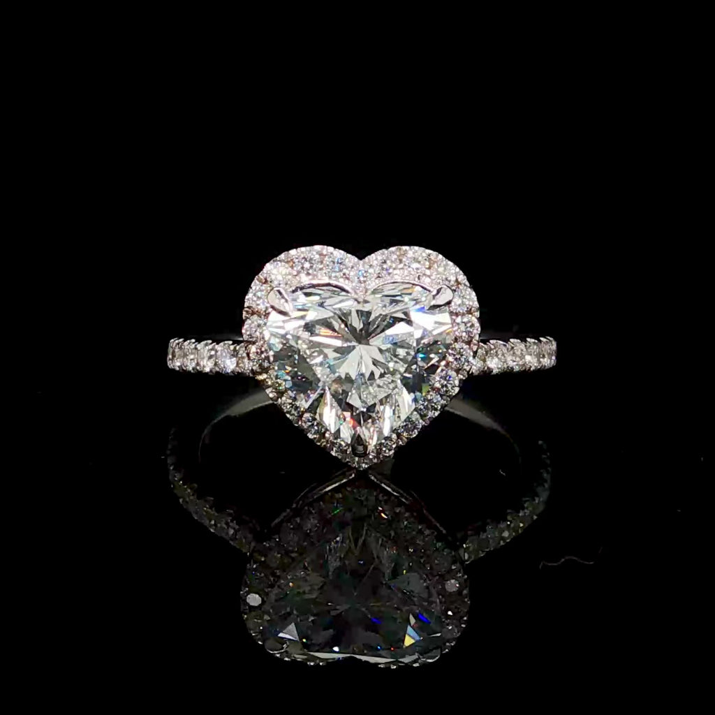 2.5CT Heart Cut Diamond Halo Engagement Ring