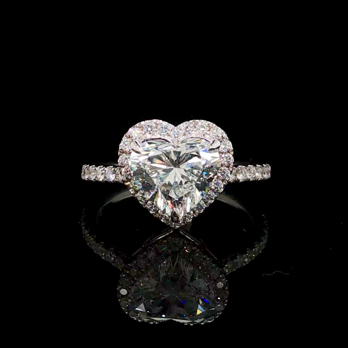 2.5CT Heart Cut Diamond Halo Engagement Ring