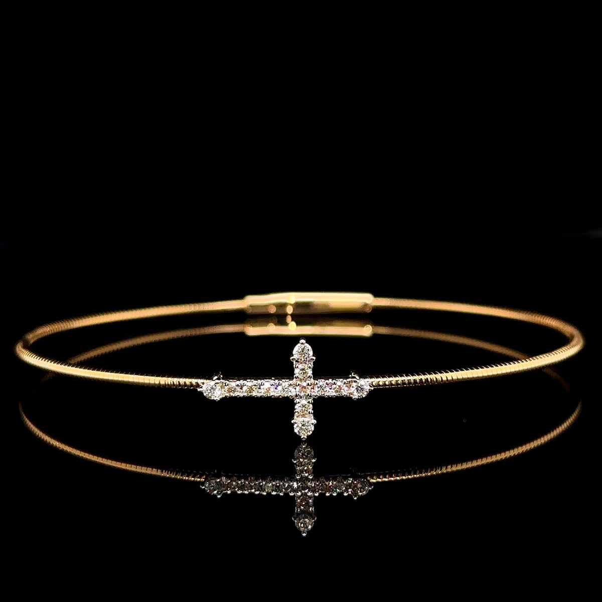 Cross Diamond Bangle in 14KT