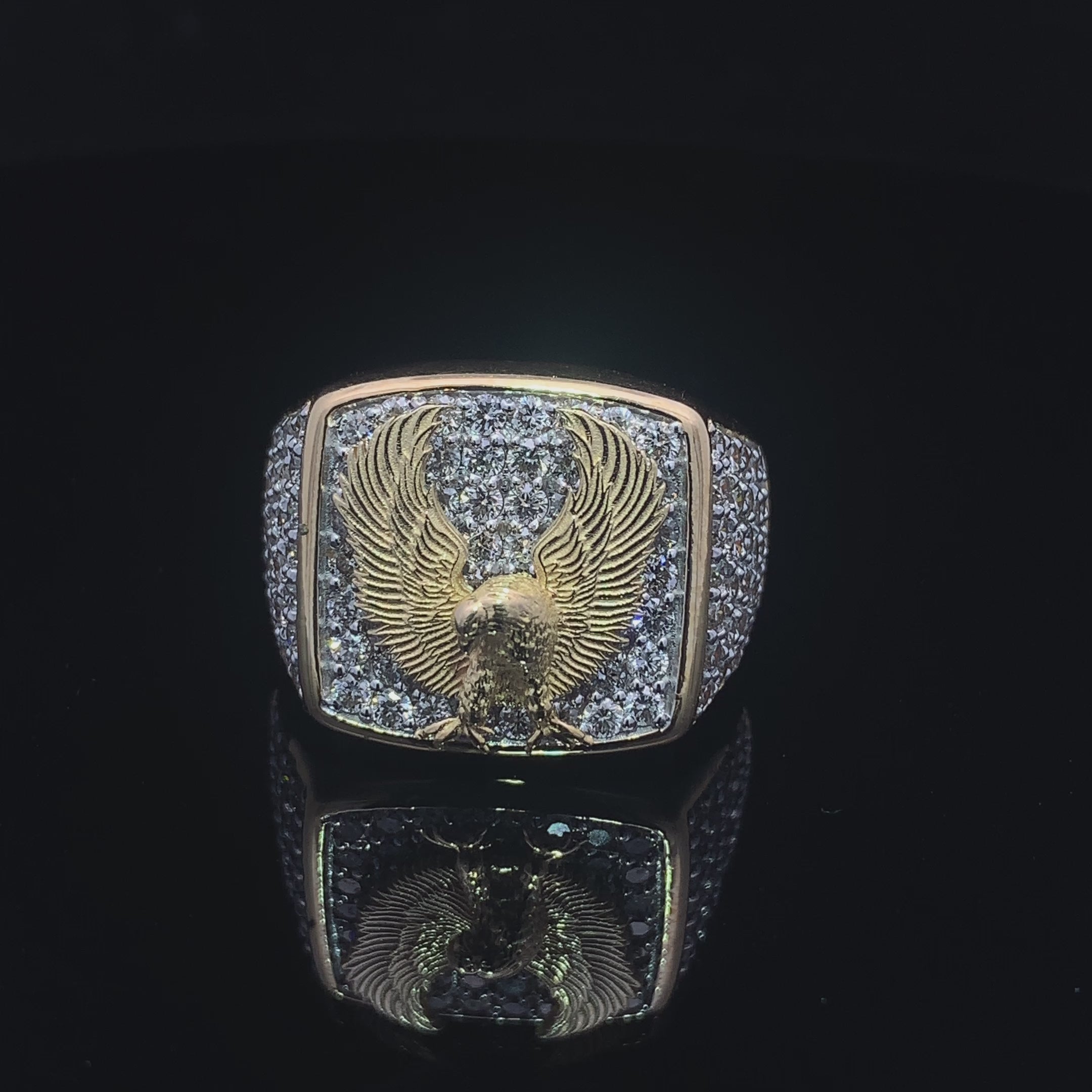 Mens Gold & Diamond Eagle Ring