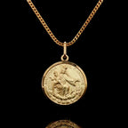 14K Solid Madonna del Carmine Circle Medallion