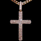 Solid Natural Diamond Cross Pendant 14K Gold