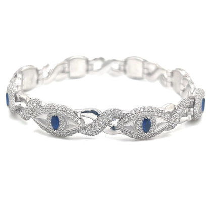 White Gold and Diamond Evil Eye Bracelet
