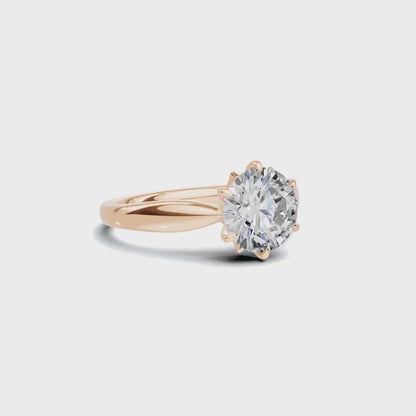 2 CT Round Brilliant Petal Solitaire Diamond Ring