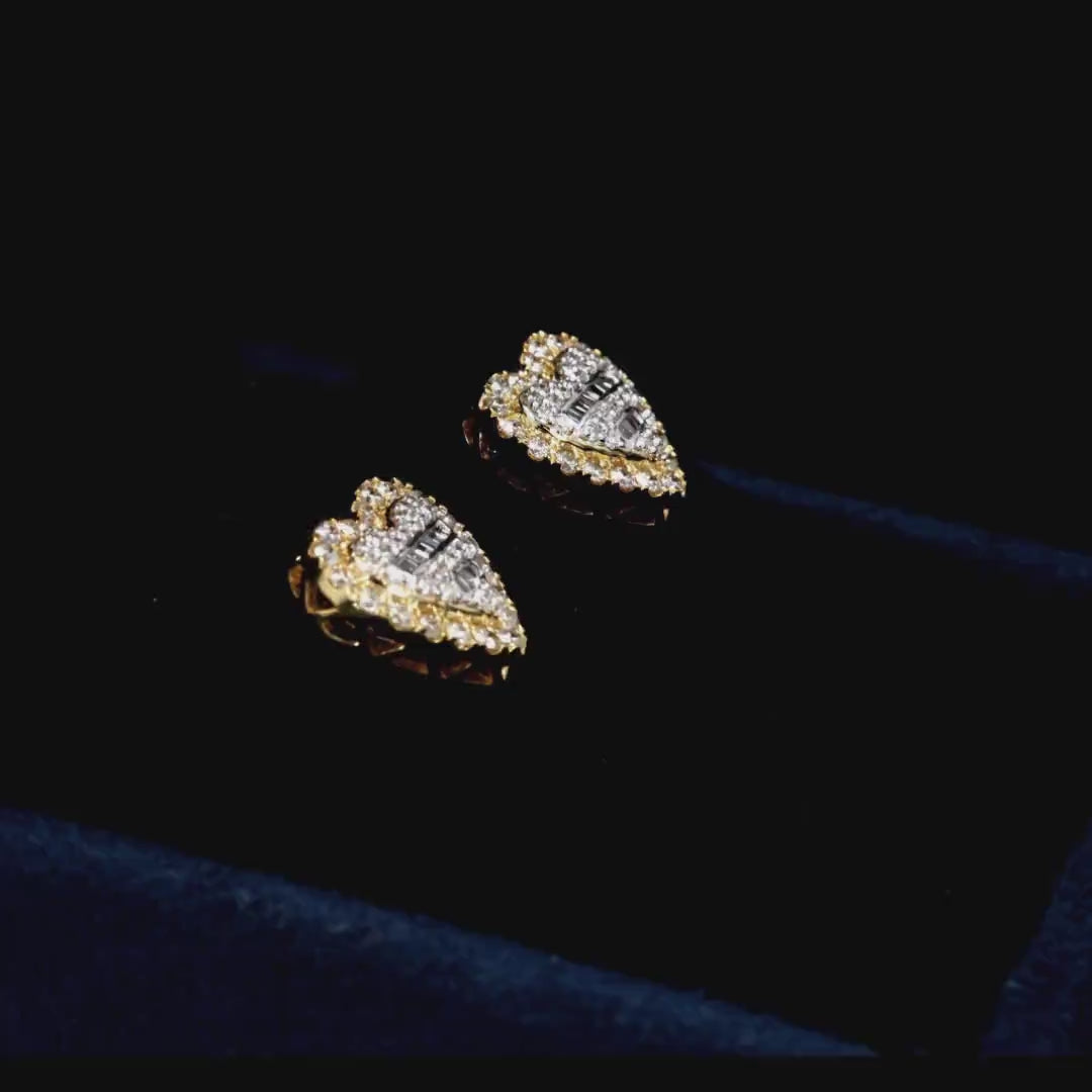 Heart Baguette Diamond Earrings