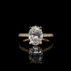 2.5CT Oval Cut Diamond Engagement Ring with Diamond Band