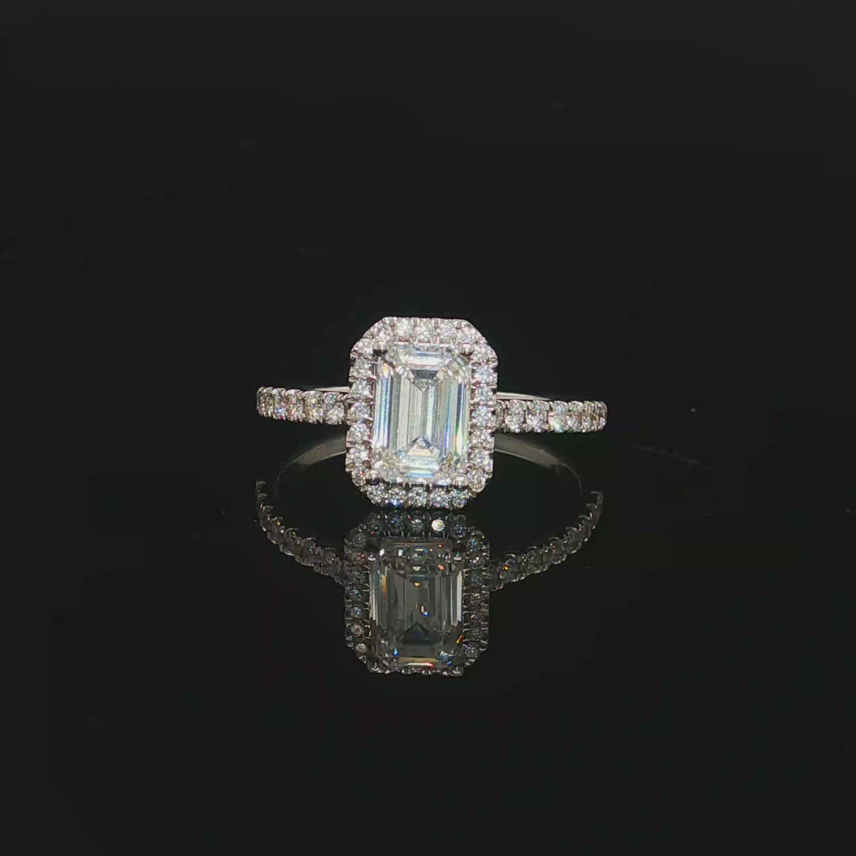 1CT Emerald Cut Diamond Engagement Ring
