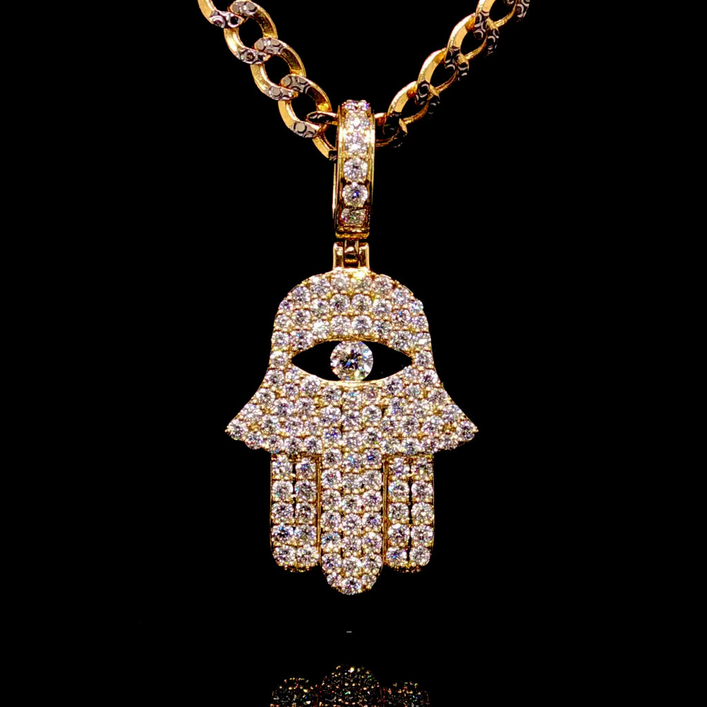 Natural Diamond Hamsah Pendant 14K Gold