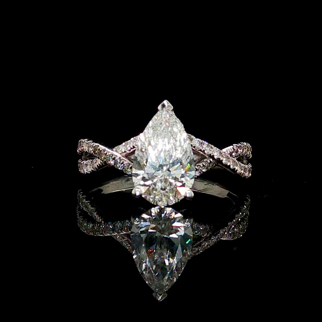 2CT Pear Split Shank Diamond Ring
