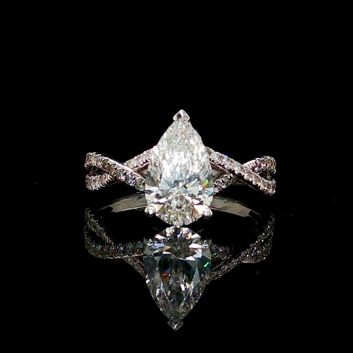 2CT Pear Split Shank Diamond Ring