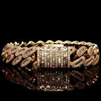 Natural Diamond Cuban Bracelet Baguette Cut 12.5MM