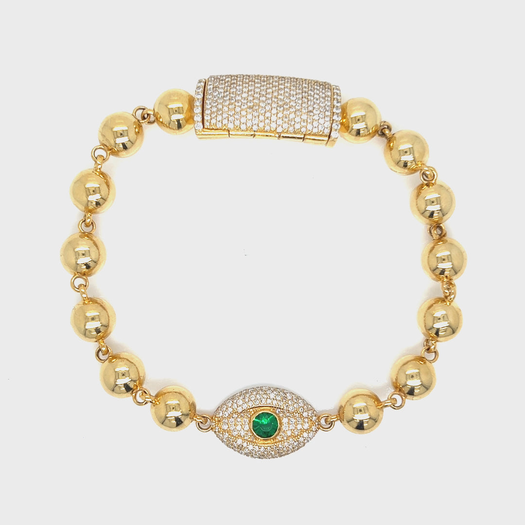 Diamond and Gold Evil Eye Bracelet