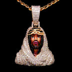 4 CTW Natural Diamond Black Jesus Head Pendant 14K Gold